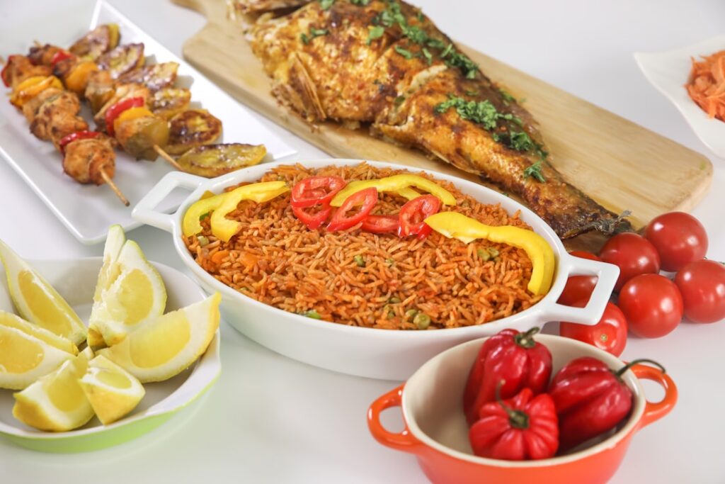 African Fried Fish and Jollof Rice
