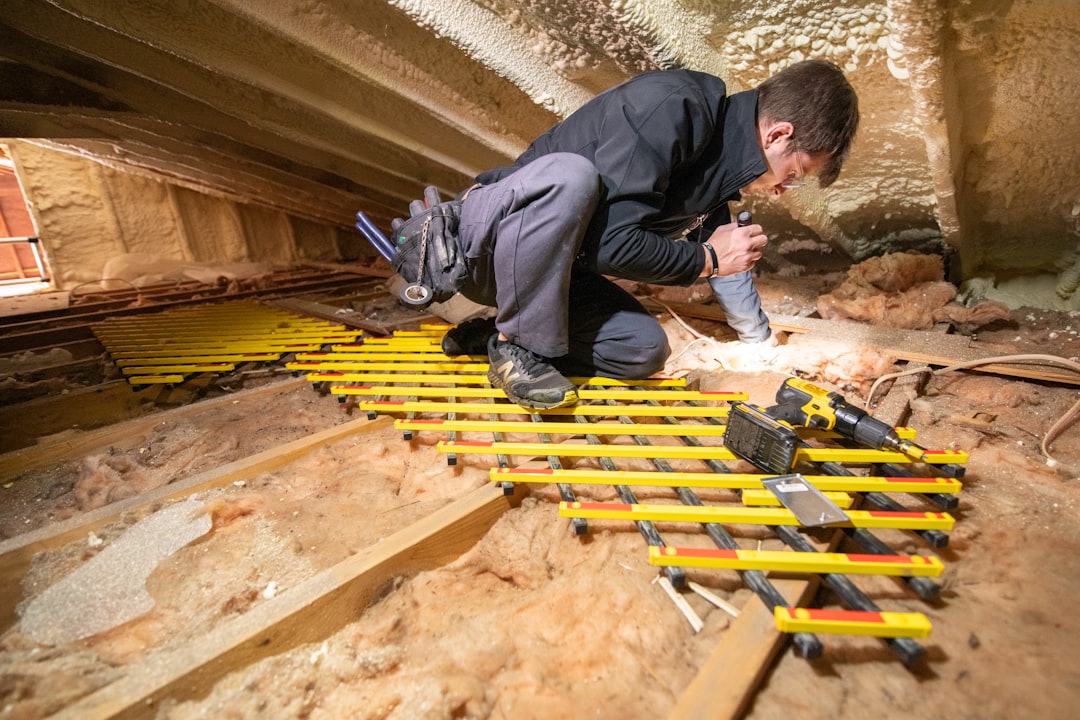 Working safely in an attic.